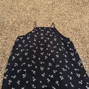 LOFT Navy Blue Floral Blouse